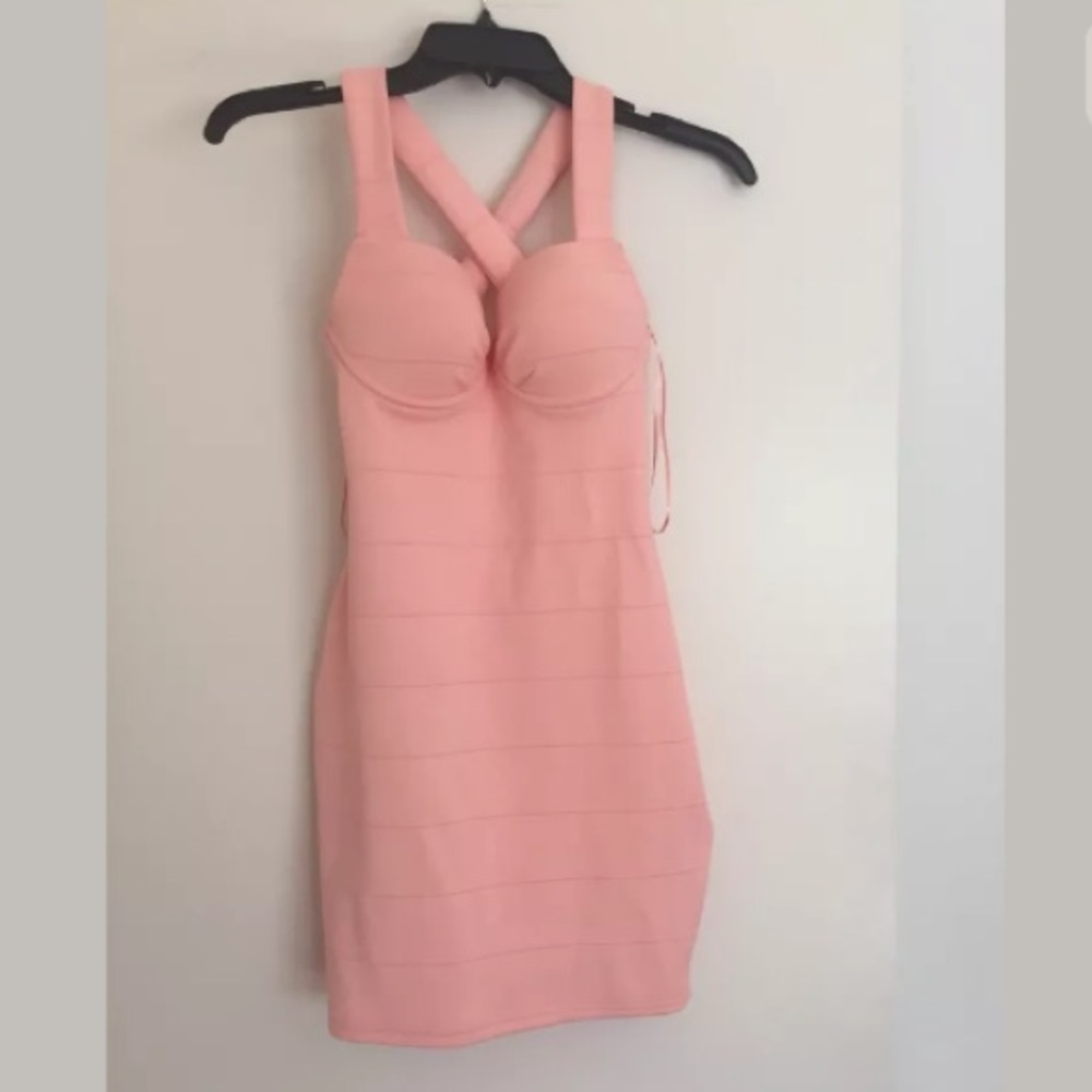 River island peach bodycon dress size 6